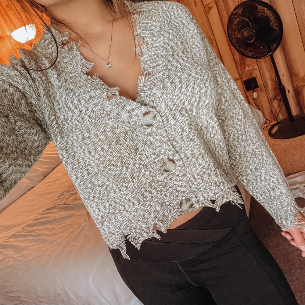 SOLD Cropped Destroyed Knitted Cardigan